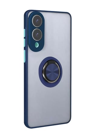 Newface Samsung Galaxy S25 Edge Kılıf Montreal Yüzüklü Silikon Kapak - Lacivert