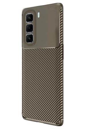 Newface İnfinix Hot 50 4G Kılıf Auto Focus Karbon Kapak - Kahverengi