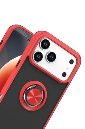 Newface Apple iPhone 17 Pro Max Montreal Yüzüklü Silikon Kapak - Kırmızı