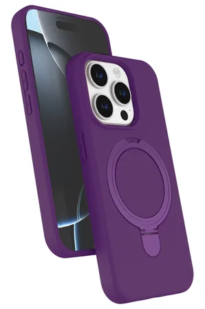 Newface Apple iPhone 15 Pro Max Regal Magsafe Standlı Kapak - Derin Mor