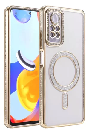 Newface Xiaomi Redmi Note 12 Pro 4G Joke Simli Magneticsafe Kılıf - Gold