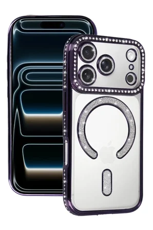 Newface Apple iPhone 17 Pro Joke Simli Magneticsafe Kılıf - Derin Mor