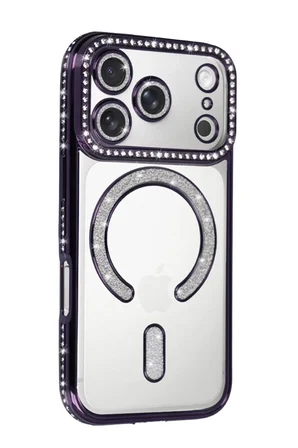 Newface Apple iPhone 17 Pro Joke Simli Magneticsafe Kılıf - Derin Mor