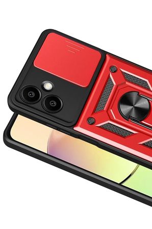 Newface Samsung Galaxy A07 4G Pars Lens Yüzüklü Silikon - Kırmızı