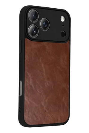 Newface Apple iPhone 17 Pro Max Aras Deri Kapak - Taba