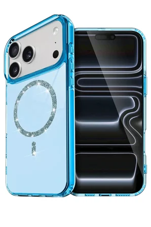 Newface Apple iPhone 17 Pro Live Diamond Magsafe Kapak - Mavi