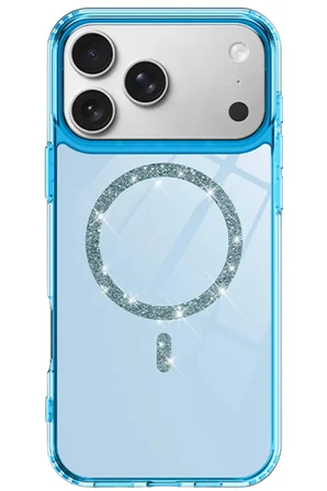 Newface Apple iPhone 17 Pro Live Diamond Magsafe Kapak - Mavi