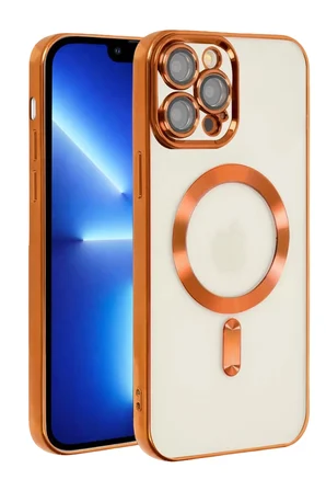 Newface Apple iPhone 13 Pro Kılıf Kross Magneticsafe Kapak - Turuncu