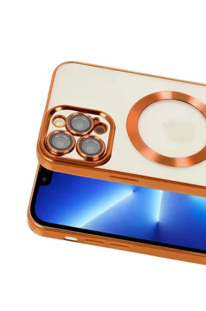Newface Apple iPhone 13 Pro Kılıf Kross Magneticsafe Kapak - Turuncu