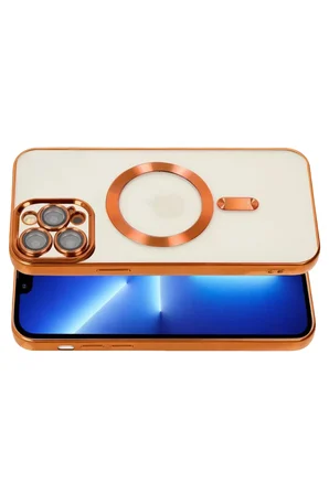 Newface Apple iPhone 13 Pro Kılıf Kross Magneticsafe Kapak - Turuncu