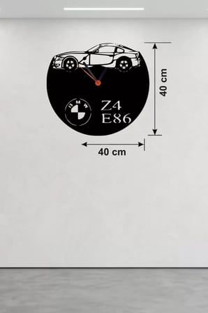 BMW Z4 E86 Tasarım Ahşap Duvar Saati - 40x40 cm Lazer Kesim Dekoratif