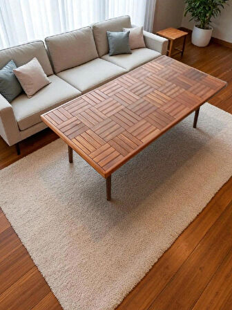 Orta sehpa ahşap ceviz renk konik ayak 120 X 60 cm yükseklik 42 cm Office salon balkon sehpası