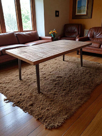 Orta sehpa ahşap ceviz renk konik ayak 120 X 60 cm yükseklik 42 cm Office salon balkon sehpası