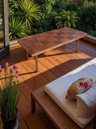 Orta sehpa ahşap ceviz renk konik ayak 120 X 60 cm yükseklik 42 cm Office salon balkon sehpası