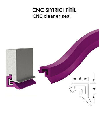 CNC-03 Cnc Kızak Fitili İthal Tip Cnc Kızak Sıyırıcı Contası 5 Metre Siyah