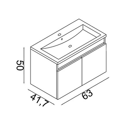 Teta Home Tokyo 65 cm Mdf Banyo Lavabolu Alt Dolap