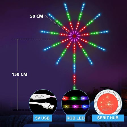 RGB Firework LED Duvar Lambası