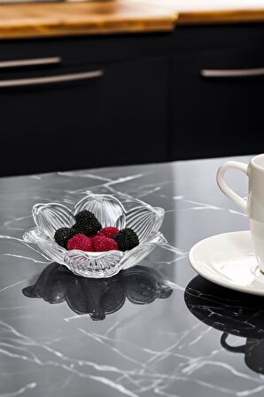 Lotus Çiçeği 6’lı Kahve Yanı Cam Lokumluk Drajelik Origami Mini Sunumluk