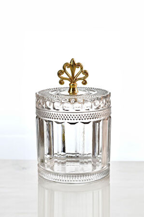 Gold Metal Kulplu Büyük Boy Cam Kavanoz Baharatlık Bakliyatlık 1500ml