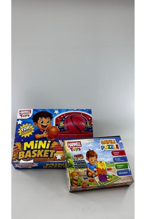 Mini Basketbol Oyunu Ve Sayılı Puzzle Blok Seti (2'li Gelişim Paketi)