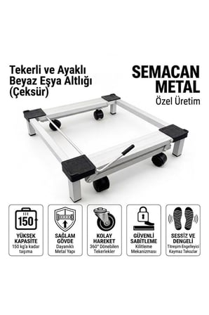 Metal Çeksür Çamaşır Makinesi Ve Buzdolabı Altlığı Tekerlekli Stand