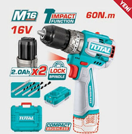 TOTAL TIDLI16682 LI-ION AKÜLÜ KÖMÜRSÜZ DARBELİ MATKAP - Darbeli Model