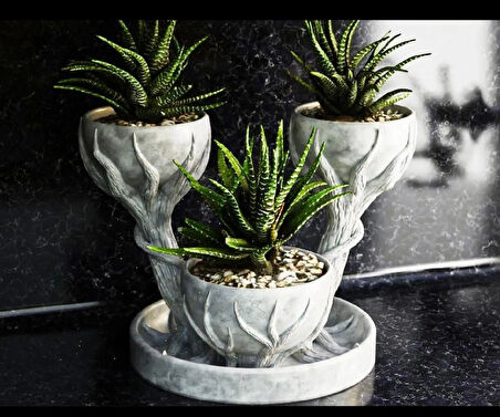 3D ÜÇLÜ HAND OF TREE MERMER DESENLİ VAZO