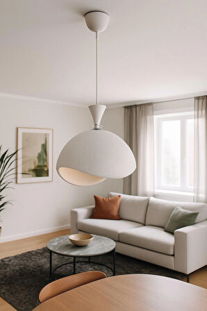 3D İSKANDİNAV TARZ SALON OTURMA ODASI BETON AVİZE(PLASTİK)