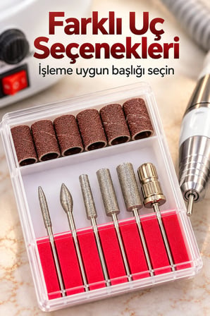 Tırnak Törpü Cihazı Metal Uçlar ve Zımpara Bantlarıyla