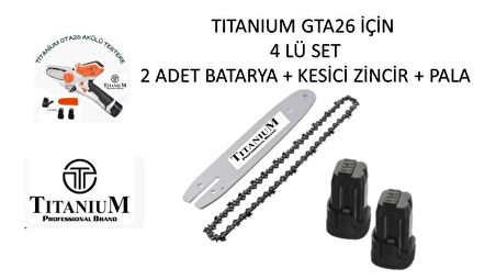 Titanium GTA26 Yedek Batarya 2 Adet + Zincir + Pala Seti