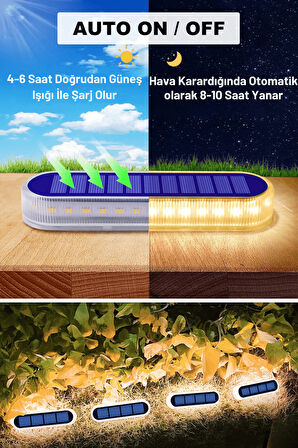 Technojet 4Adet Güneş Enerjili 30Ledli Premium Kalite Solar Dekoratif Zemin Bahçe Peyzaj Aydınlatma