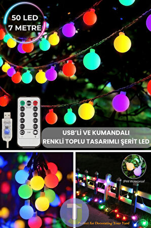 Technojet 50 Top Ledli Usbli Kumandalı 8 Modlu Led Işık Parti Süsleme Organizasyon