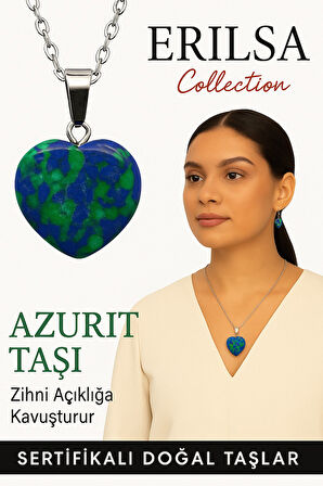 Sertifikalı Kalp Model Azurit Taşı Kolye – Sezgi Gücünü Artırır ve Ruhsal Farkındalık Kazandırır