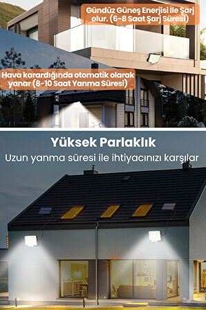 Technojet 220 LED Solar Duvar Lambası – 5mt Kablo, Kumandalı, 3 Modlu, IP65 Bahçe Aydınlatma Beyaz