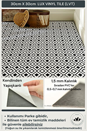 Technojet Kendinden Yapışkanlı Modern Tasarım Mutfak Banyo Zemin Duvar Kaplama 30cm×30cm(4'lü Paket)