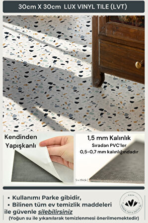 Technojet Kendinden Yapışkanlı Modern Tasarım Mutfak Banyo Zemin Duvar Kaplama 30cm×30cm(4'lü Paket)