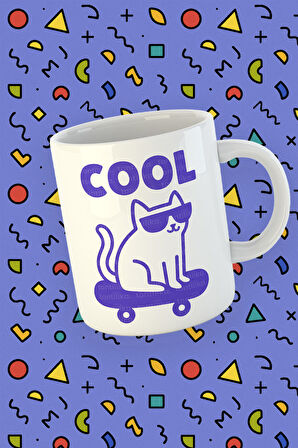 Blupiki Koleksiyonu Kaykaycı Cool Kedi Tasarımlı Kupa