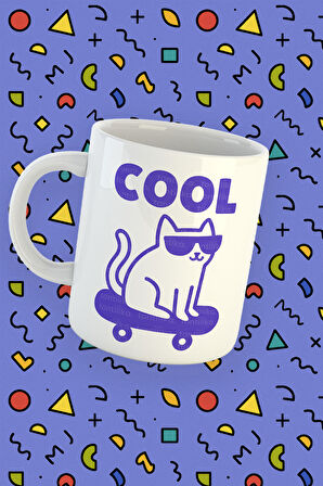 Blupiki Koleksiyonu Kaykaycı Cool Kedi Tasarımlı Kupa