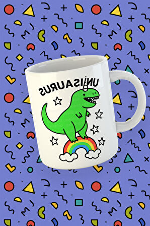 Blupiki Koleksiyonu Unisaurus Gökkuşağı Temalı Sevimli Dinozor Kupa