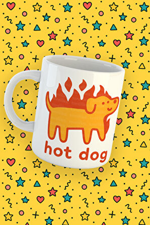 Blupiki Koleksiyonu Mizahi Hot Dog Köpek Temalı Kupa Tasarımı