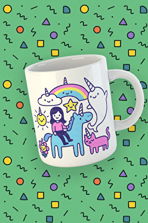 Blupiki Koleksiyonu Unicorn Arkadaşlar Serisi Seramik Kupa