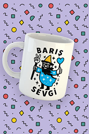 Blupiki Koleksiyonu Barış ve Sevgi Büyücüsü Eğlenceli Kupa