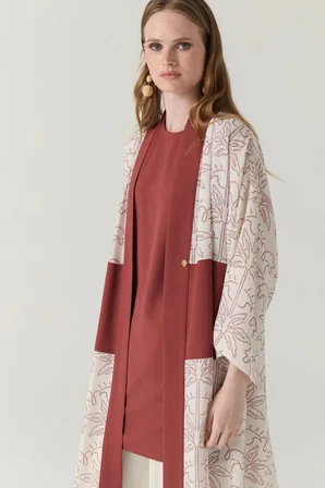 Şal Yaka Desen Geçişli Uzun Kimono-İçlik İklili Takım 1868