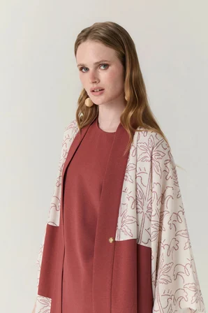 Şal Yaka Desen Geçişli Uzun Kimono-İçlik İklili Takım 1868