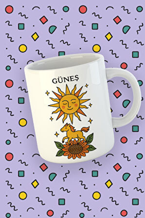 Kartura Koleksiyonu – Tarot Güneş Kartı Özel Tasarım Kupa Bardak