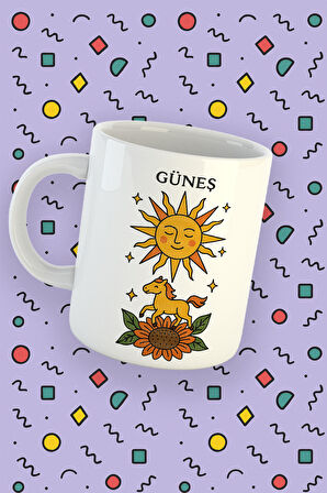 Kartura Koleksiyonu – Tarot Güneş Kartı Özel Tasarım Kupa Bardak
