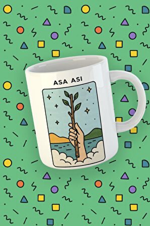 Kartura Koleksiyonu – Tarot Asa Ası Kartı Özel Tasarım Kupa Bardak
