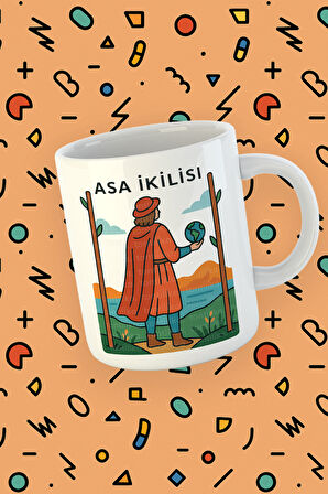 Kartura Koleksiyonu – Tarot Asa İkilisi Kartı Özel Tasarım Kupa Bardak