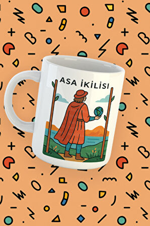 Kartura Koleksiyonu – Tarot Asa İkilisi Kartı Özel Tasarım Kupa Bardak