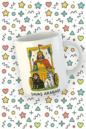 Kartura Koleksiyonu – Tarot Savaş Arabası Kartı Özel Tasarım Kupa Bardak